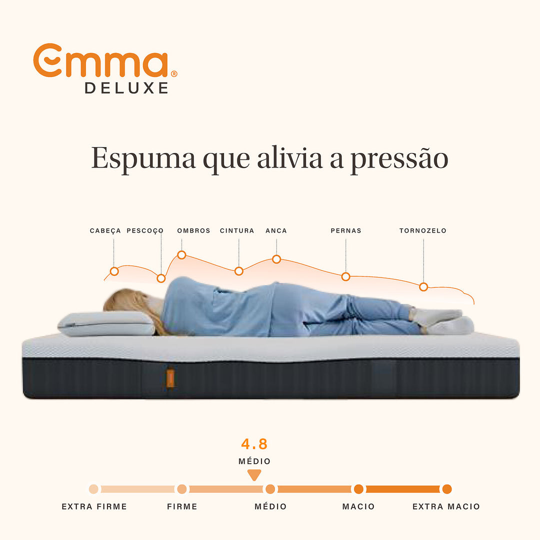 Colchão Emma Diamond Cool Foam com viscoelástica e tecnologia de arrefecimento, colchão fresco e confortável com suporte ergonómico