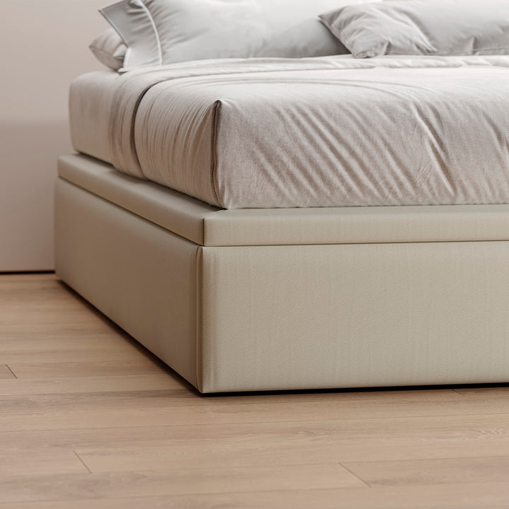 Sommier Kappiton com tampo elevatório e molas ensacadas, base com arrumação e ventilação para colchão