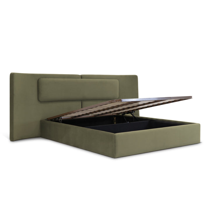 Cama Giulia estofada com design moderno e elegante, cama de casal para quarto contemporâneo