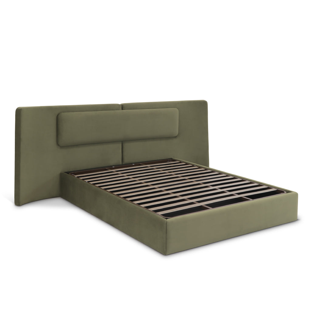 Cama Giulia estofada com design moderno e elegante, cama de casal para quarto contemporâneo