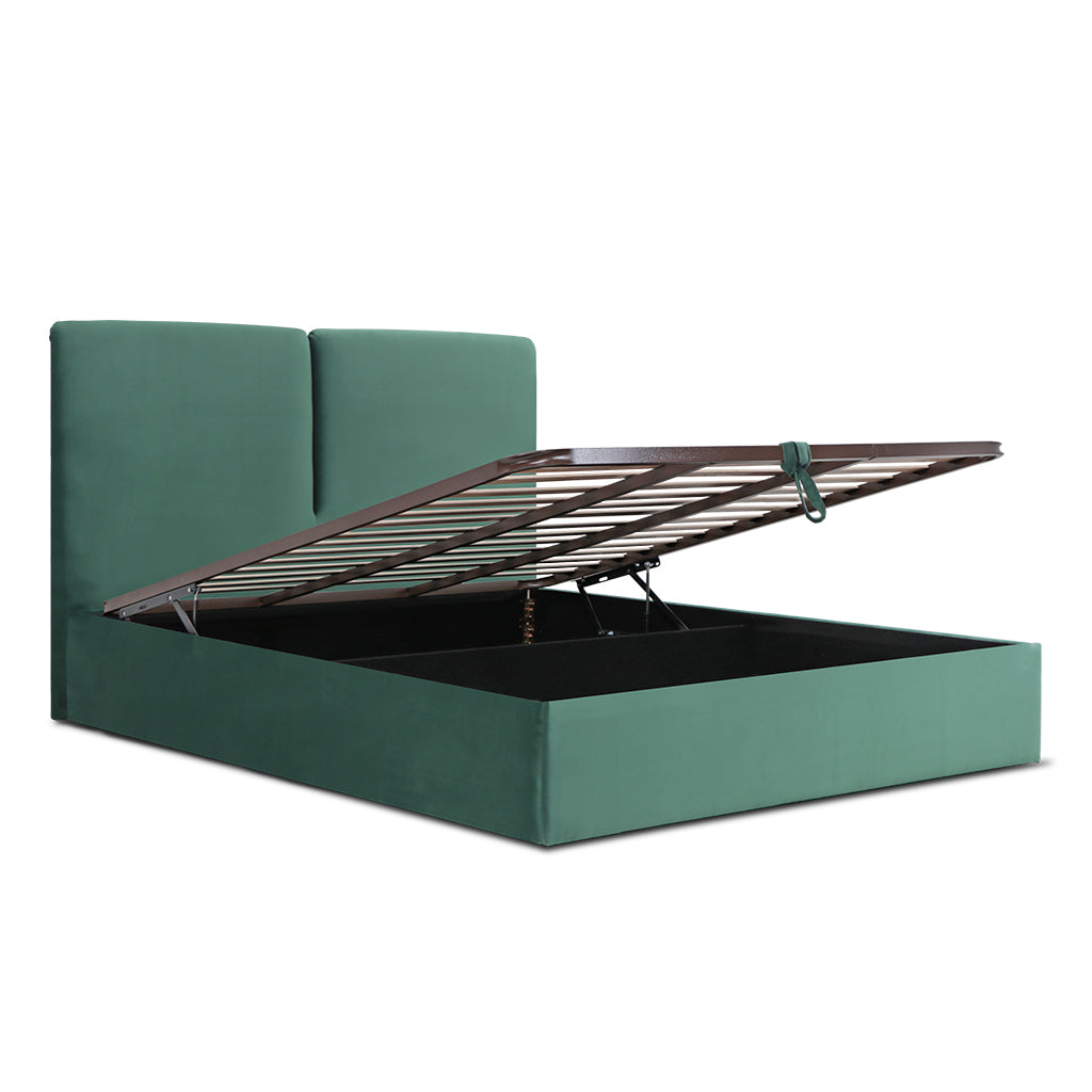 Cama estofada com arrumação