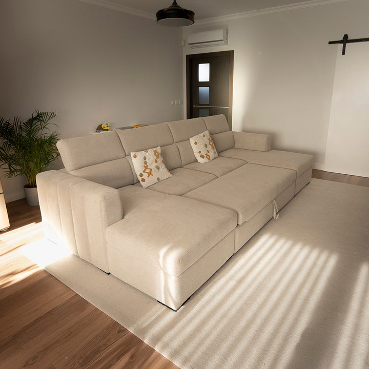 Sofá Pitada Confort 2.0 com duas chaises longue e arrumação, sofá moderno e confortável para sala