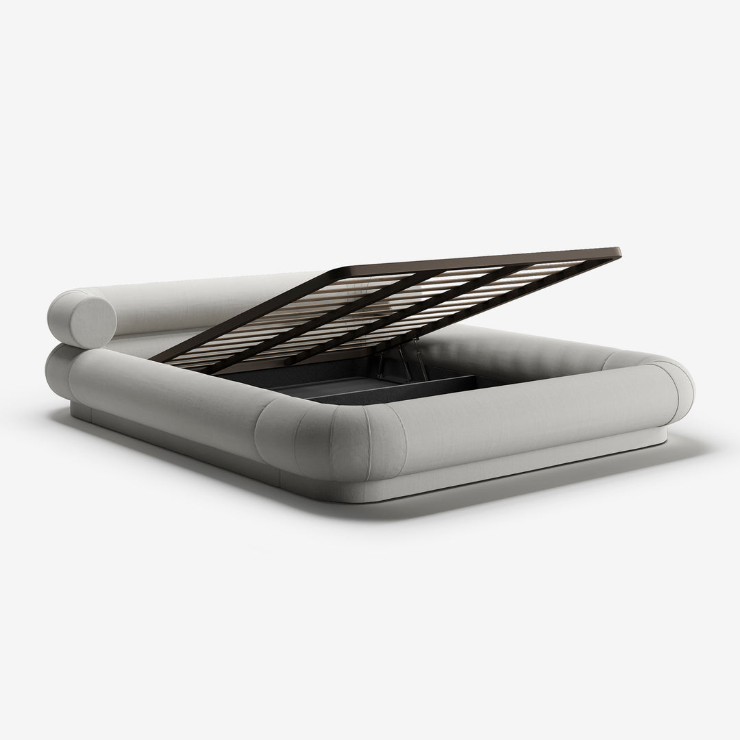 Cama estofada com arrumação