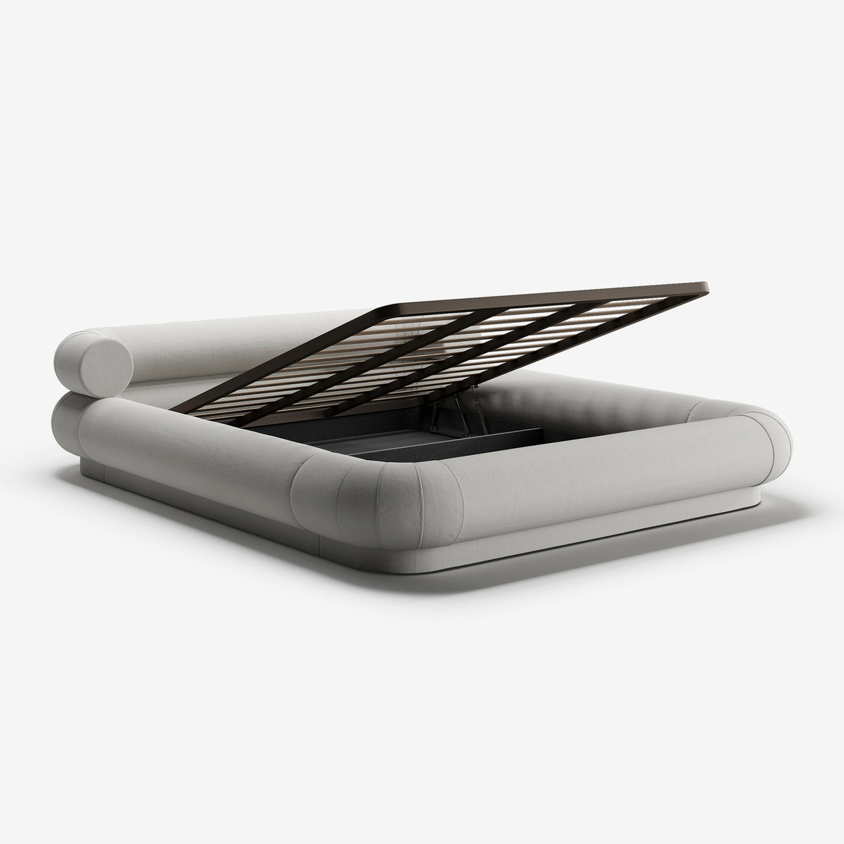 Cama estofada com arrumação