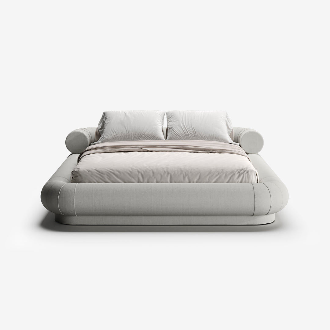 Cama cilindrica moderna em tecido cinza