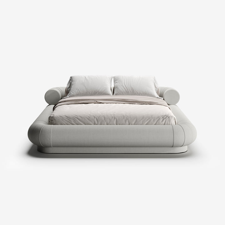 Cama cilindrica moderna em tecido cinza