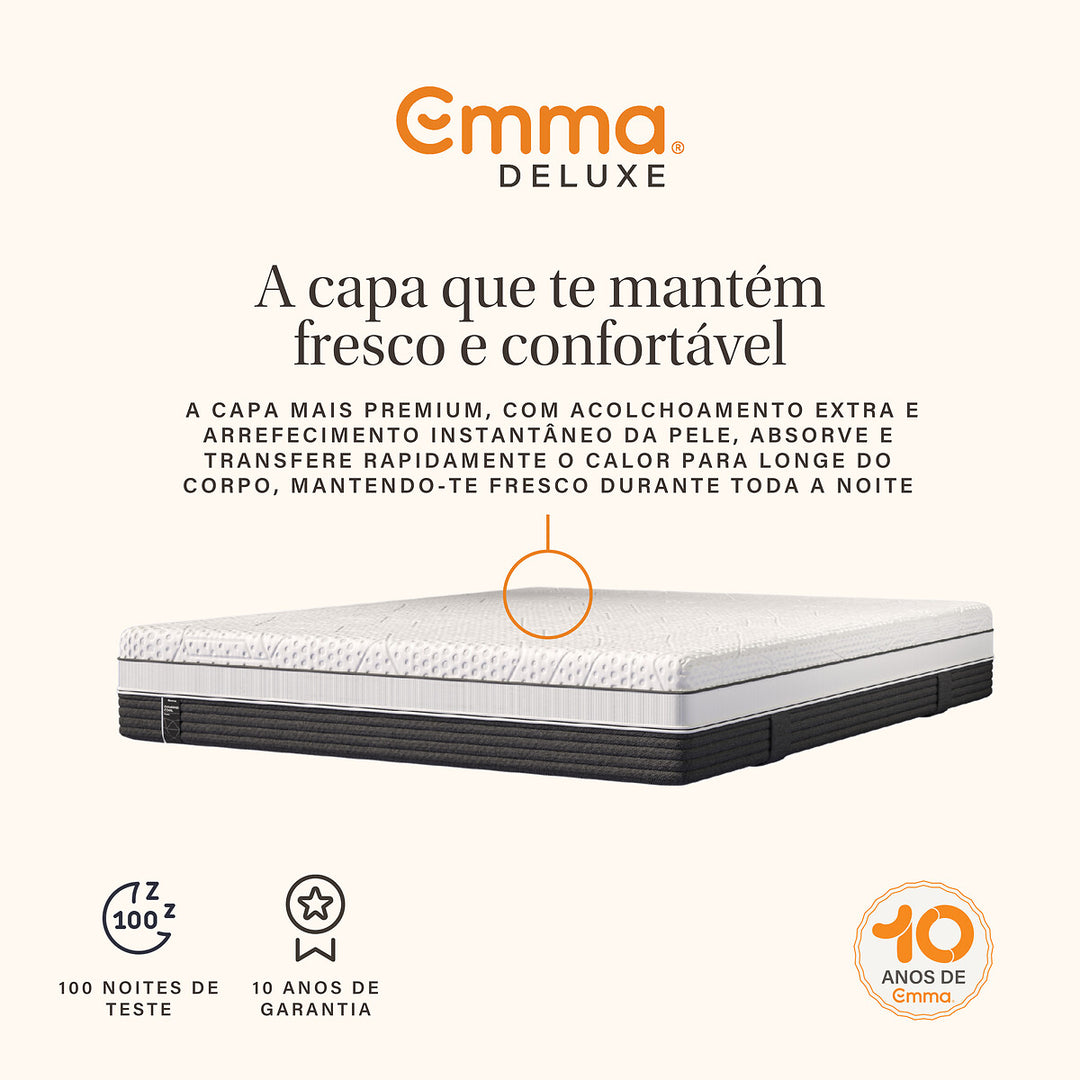 Colchão Emma Diamond Cool Foam com viscoelástica e tecnologia de arrefecimento, colchão fresco e confortável com suporte ergonómico