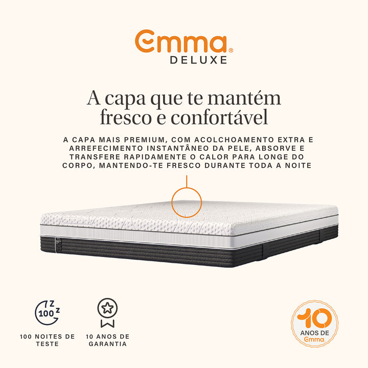 Colchão Emma Diamond Cool Foam com viscoelástica e tecnologia de arrefecimento, colchão fresco e confortável com suporte ergonómico
