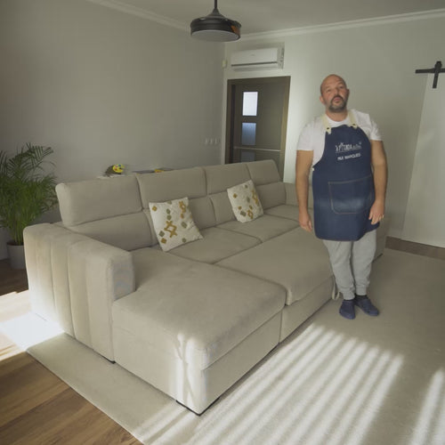 Sofá Pitada Confort 2.0 com duas chaises longue e arrumação, sofá moderno e confortável para sala