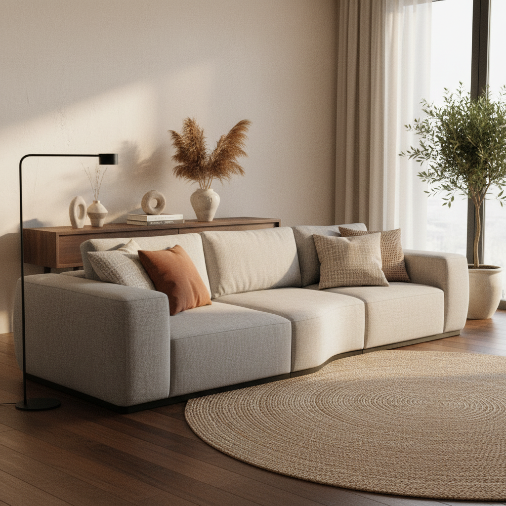 Sofá orgânico moderno com chaise