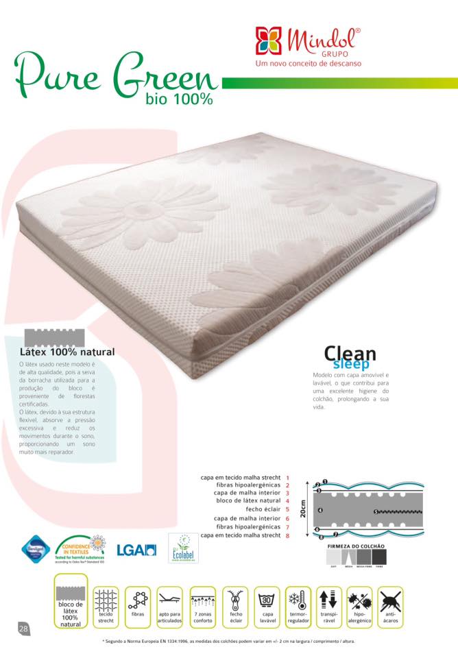 Pure Green Bio-20 mattress 100% Latex –